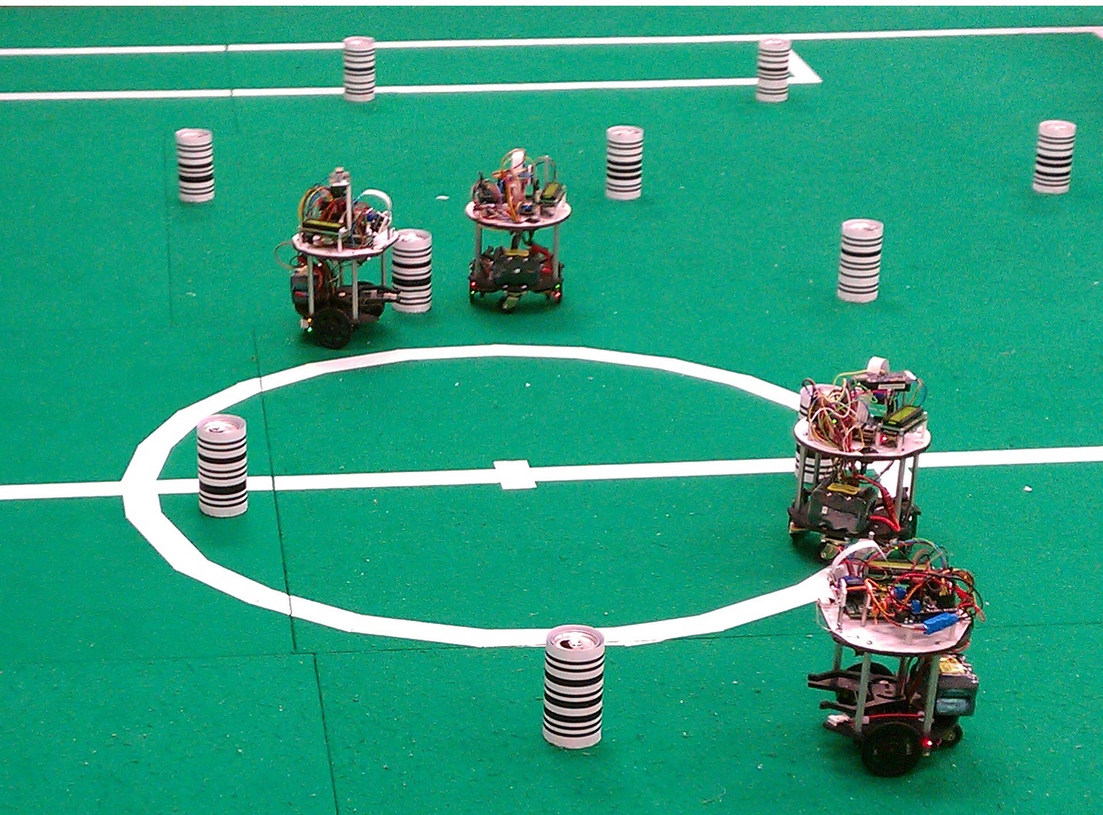 Flockbot robots from GMU's Autonomous Robotics Laboratory.